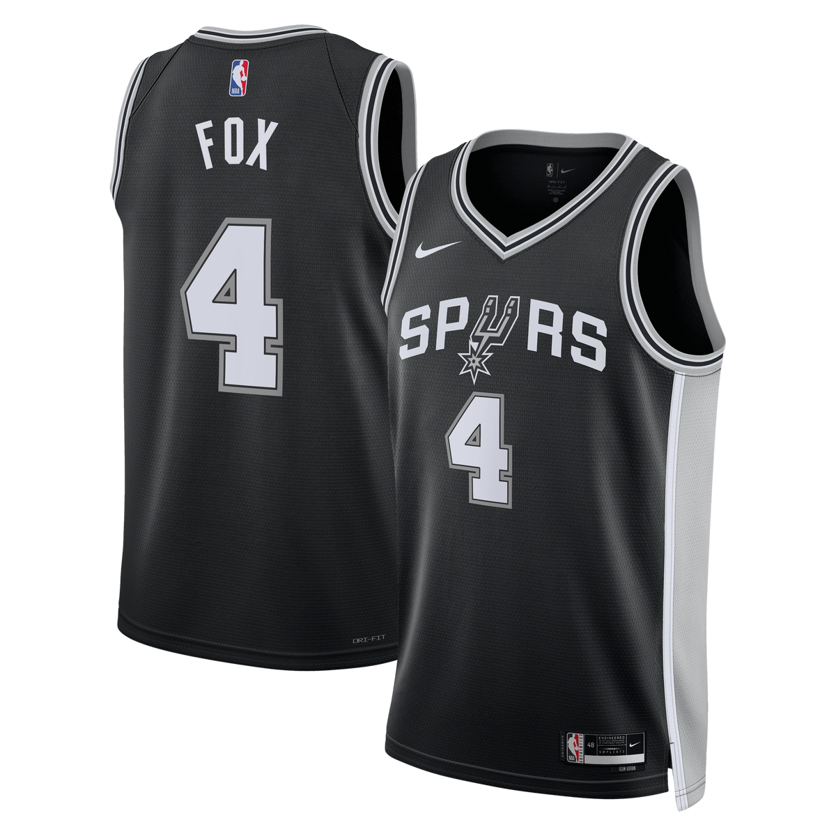 De'Aaron Fox San Antonio Spurs Icon Edition Swingman Jersey - Black - Unisex