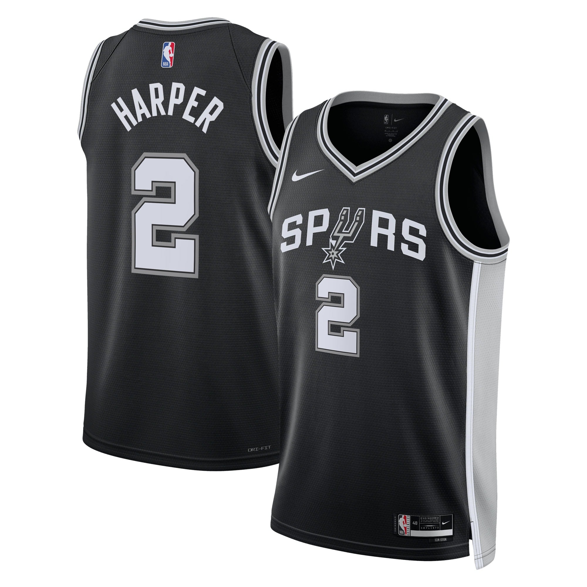 Dylan Harper San Antonio Spurs 2025 Icon Edition Swingman Jersey - Black - Unisex