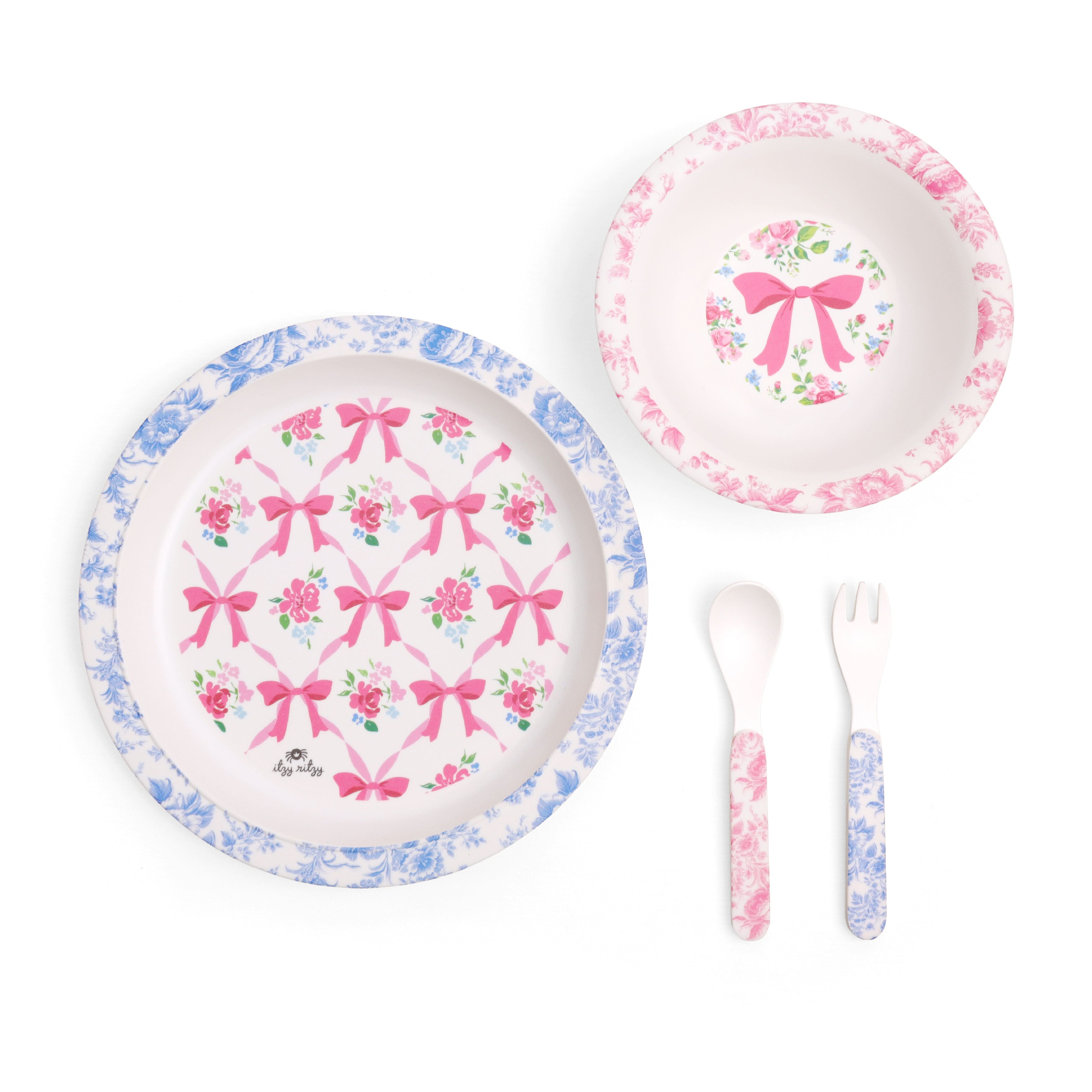 807201884_Itzy_Ritzy_Feeding_Itzy_Bistro_Plate_Set_Ribbons_and_Roses-01 Itzy Bistro™ Dining Set - Image 1