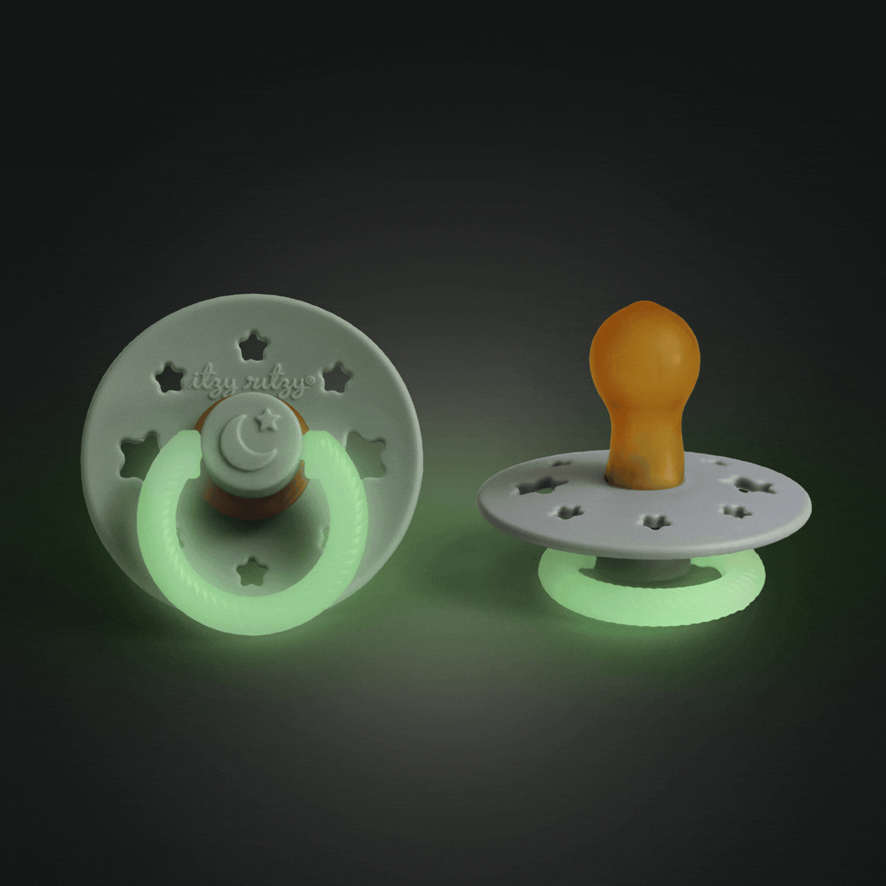 Glow_Paci_0-6mos Itzy Soother™ Glow in the Dark Natural Rubber Pacifier - 0-6M - Image 1