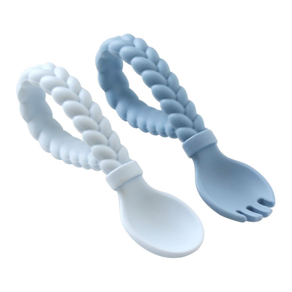 SPL8302_SWEETIESPOONS_BLUE_03 Sweetie Spoons™ - Silicone Baby Fork + Spoon Set - Image 1